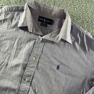 VINTAGE Polo Ralph Lauren Shirt Mens 15 1/2 Yarmouth Cotton‎ Purple Plaid Light